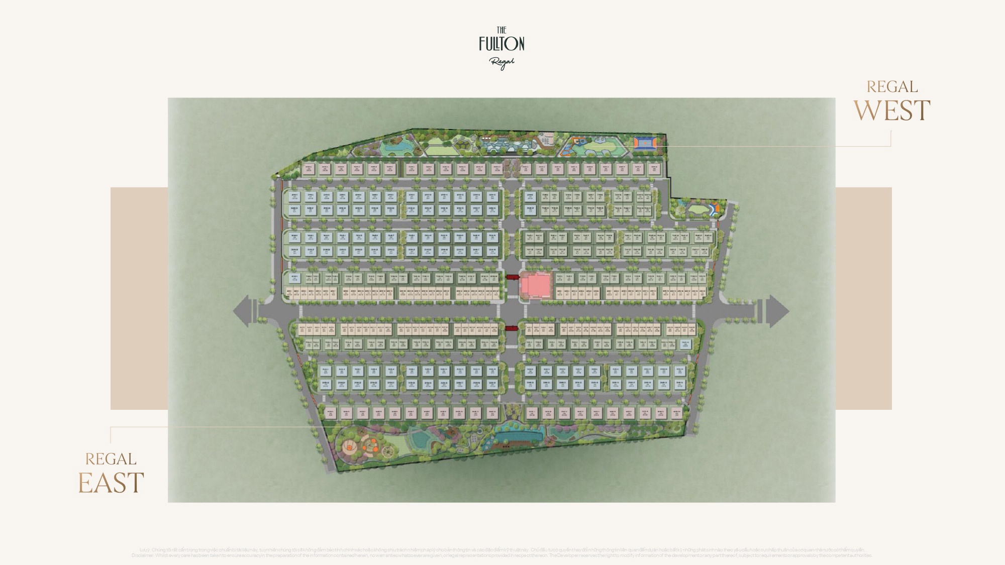 Mặt bằng 2 phân khu The Fullton Regal Mặt bằng phân khu The Fullton Regal được quy hoạch bài bản với các dãy biệt thự, nhà liền kề và hệ thống tiện ích nội khu đan xen cảnh quan xanh, mang đến môi trường sống riêng tư và cân bằng giữa thiên nhiên với nhịp sống hiện đại.