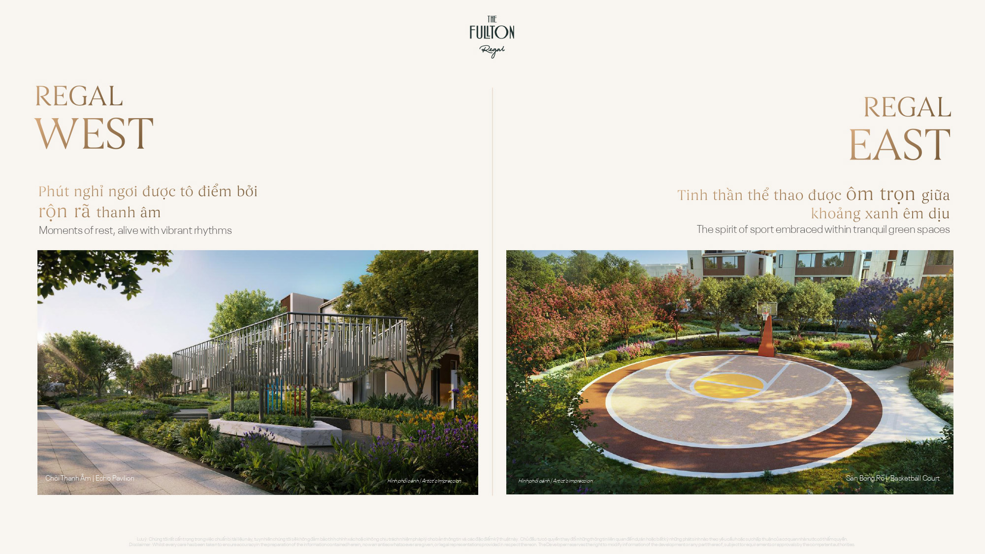 Chòi Thanh Âm và sân bóng rổ ngoài trời tại hai phân khu Regal West và Regal East thuộc dự án The Fullton