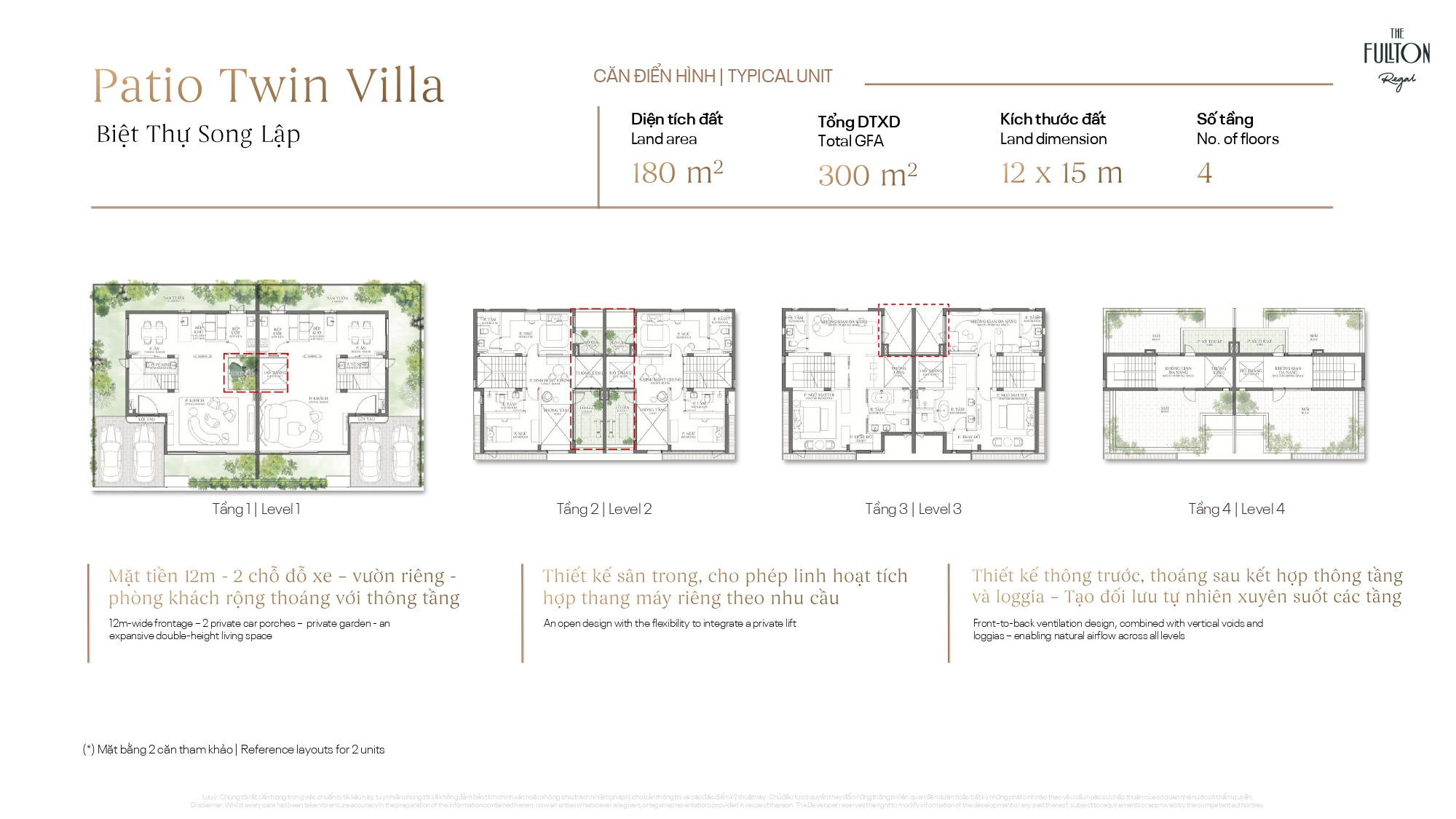 Layout thiết kế BT song lập Patio Twin Villa